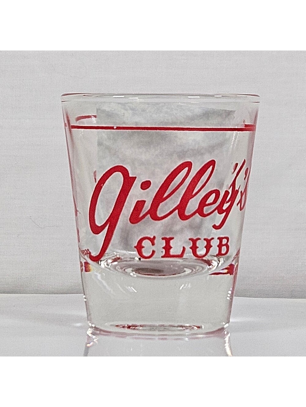 Gillette’s Club Shot Glass Red Logo Barware Collectible Vintage Style
